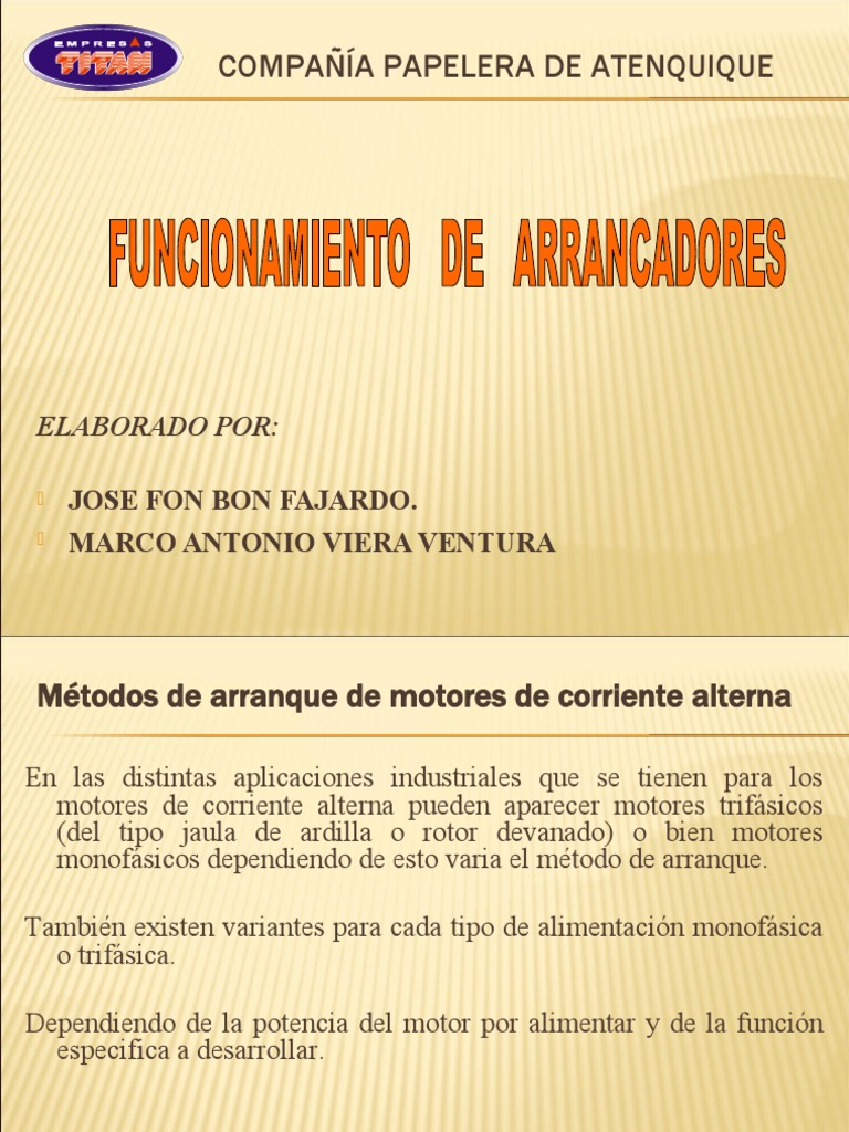Arranque de Motores de Corriente Alterna | PDF | Motor eléctrico ...