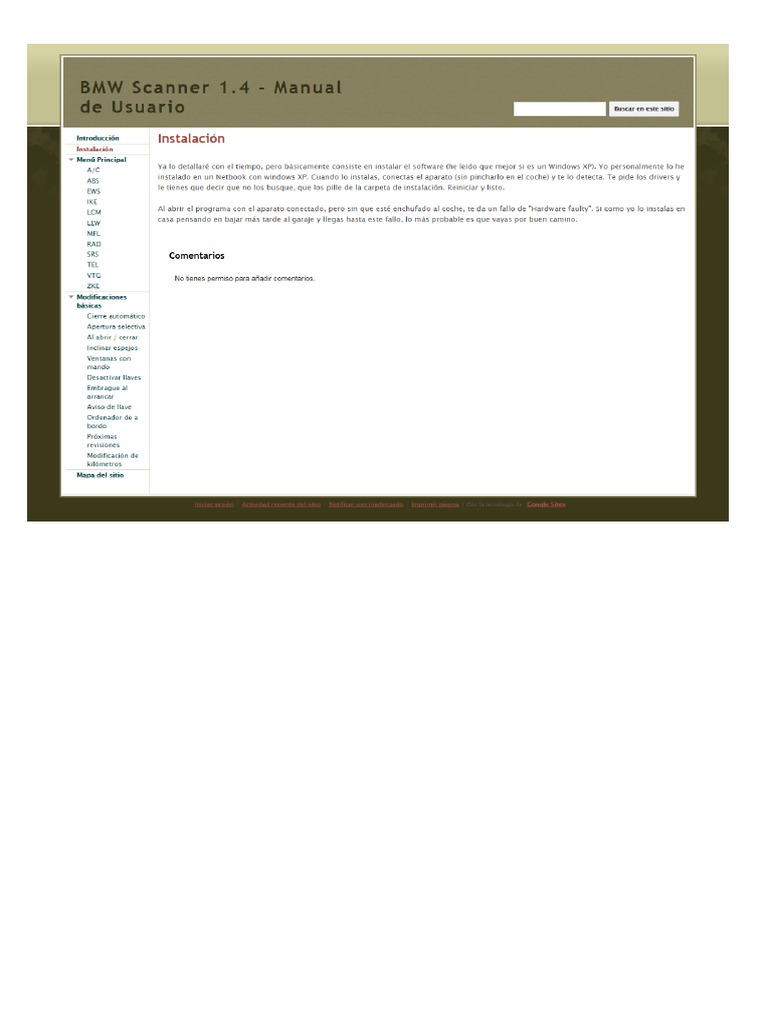 BMW Scanner 1.4.0 - Manual de Usuario | PDF