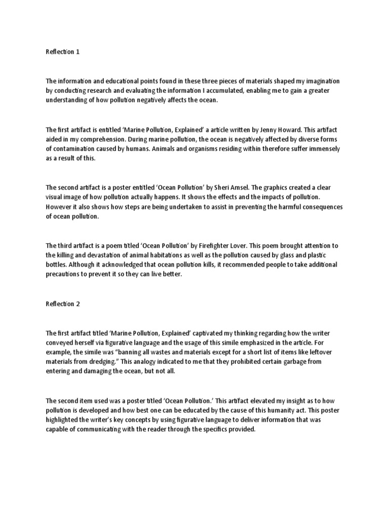 English Reflection 1 and 2 | PDF | Pollution | Oceans
