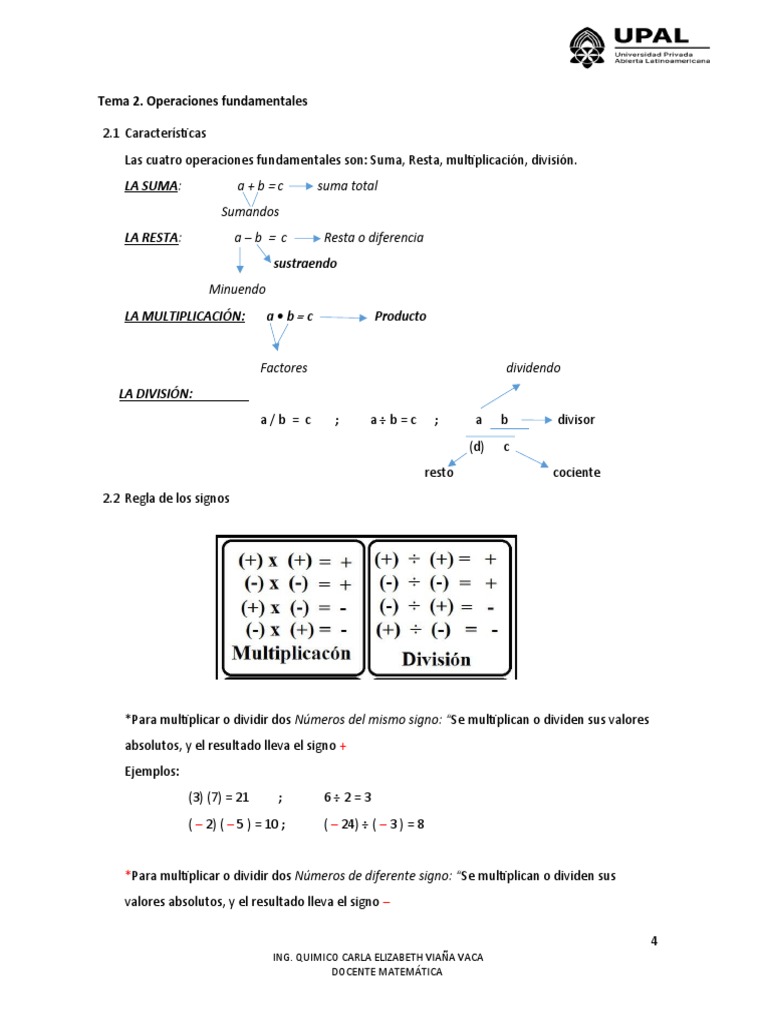 Unidad 1 Tema 2 Operaciones Fundamentales | PDF | División (Matemáticas ...