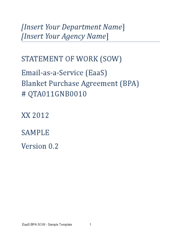 EaaS BPA Sample Statement of Work (SOW) | PDF