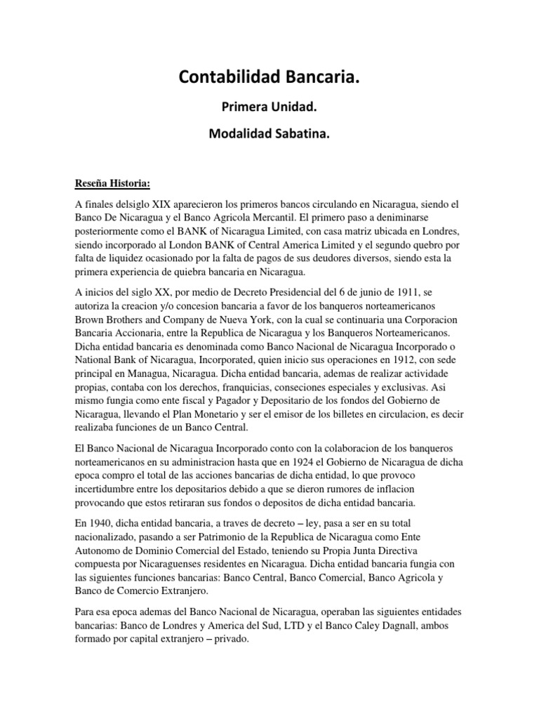 Contabilidad Bancaria Teoria Primer Parcial | PDF | Bancos | Dinero