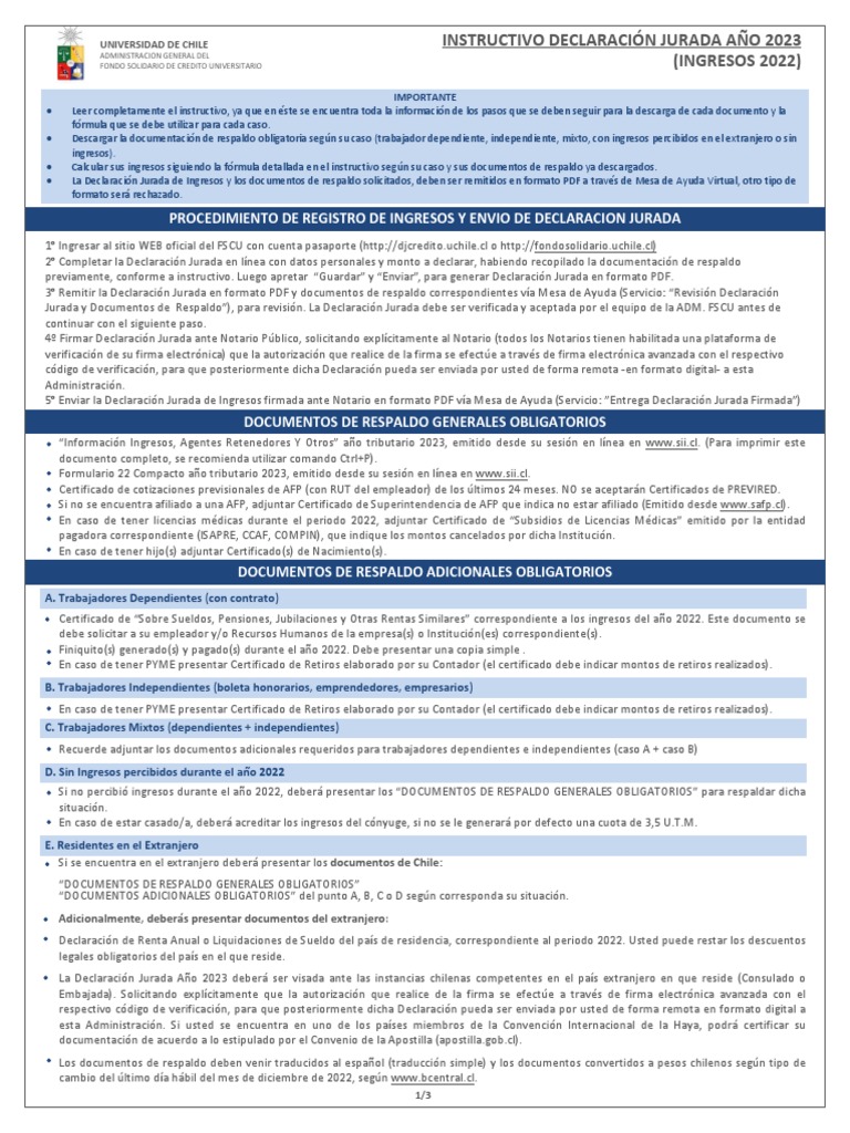 Instructivo Declaración Jurada 2023 | PDF | Finanzas y dinero