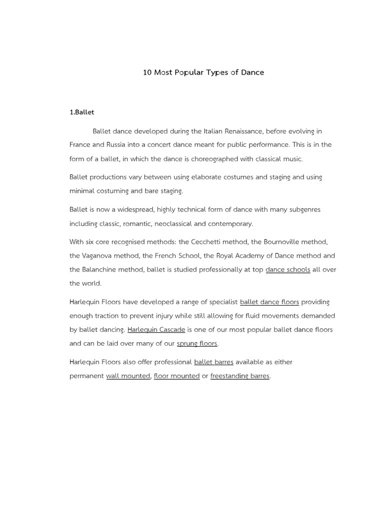 10 Most Popular Types of Dance PDF Dances Ballet