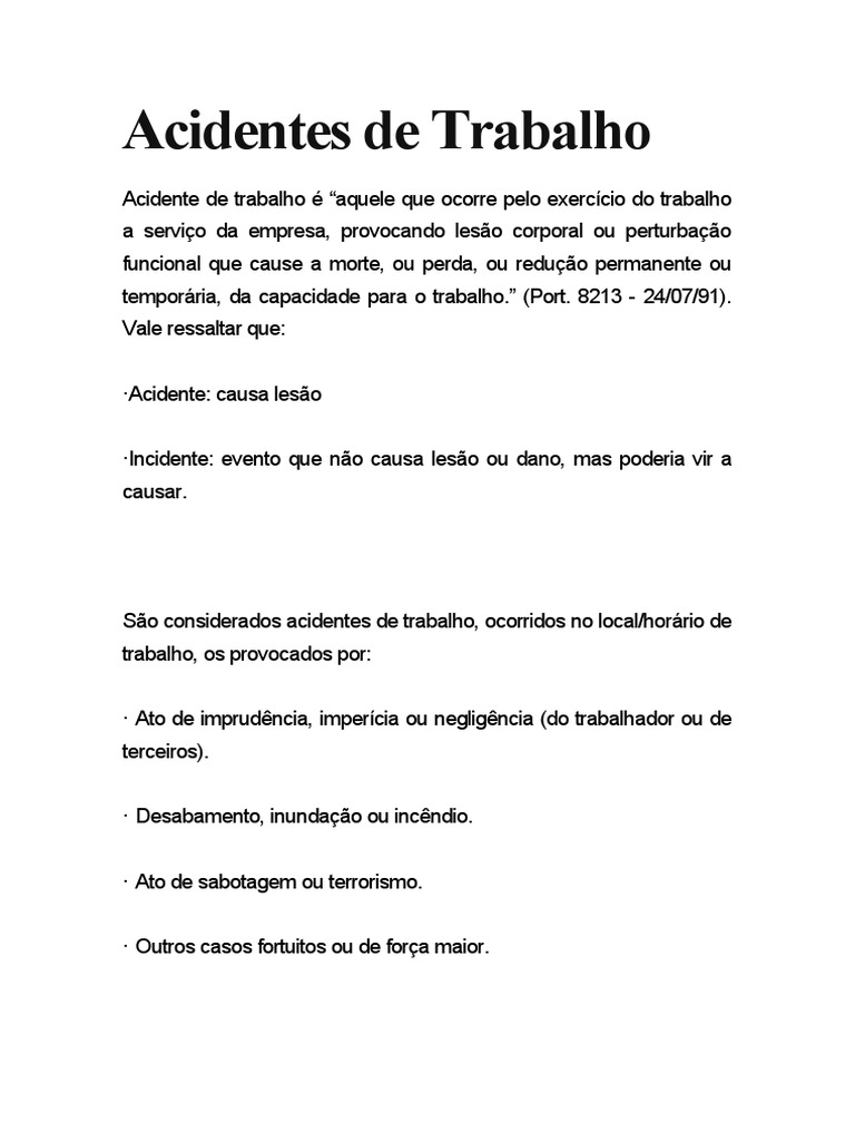 Acidentes De Trabalho Pdf