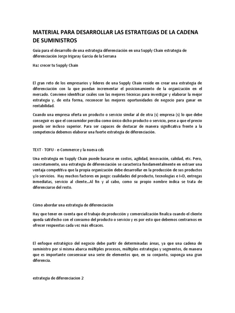 Estrategias para la Cadena de Suministros | PDF | Logística | Obtención
