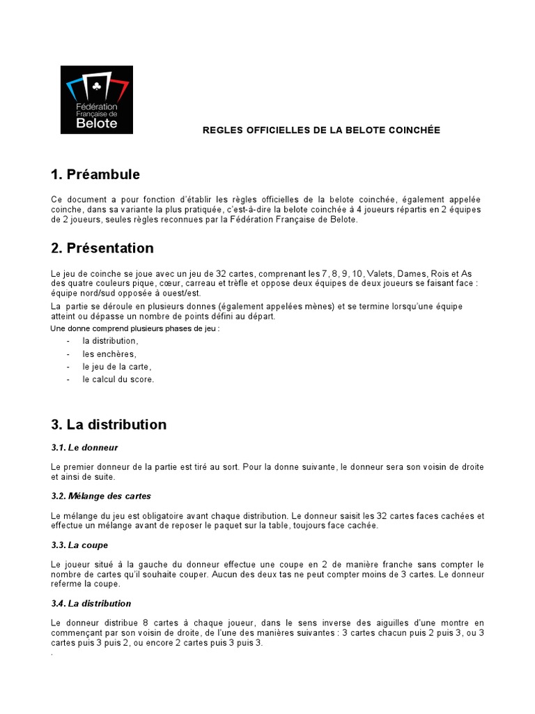 Regles de La Belote Coinchee PDF
