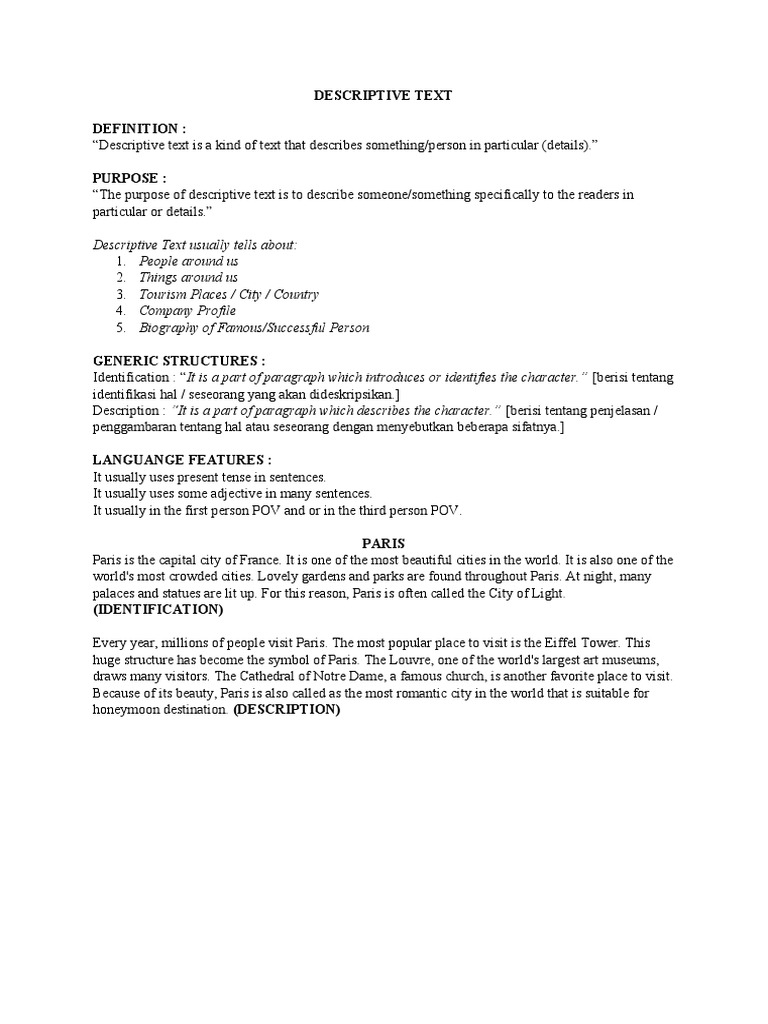 Understanding Descriptive Text | PDF
