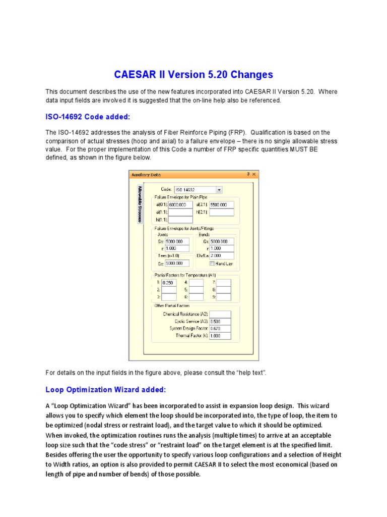 CAESAR II Version 5.20 Updates | PDF | Email | Directory (Computing)