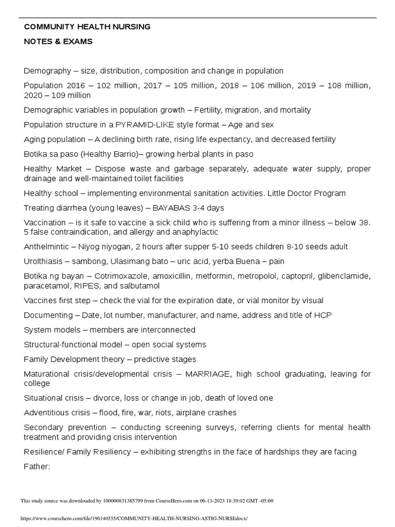 Community Health Nursing Overview | PDF | Preventive Healthcare | Caregiver
