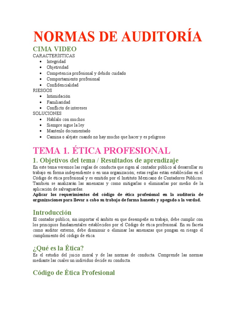 Normas de Auditoría y Ética Profesional | PDF | Auditoría | Contralor