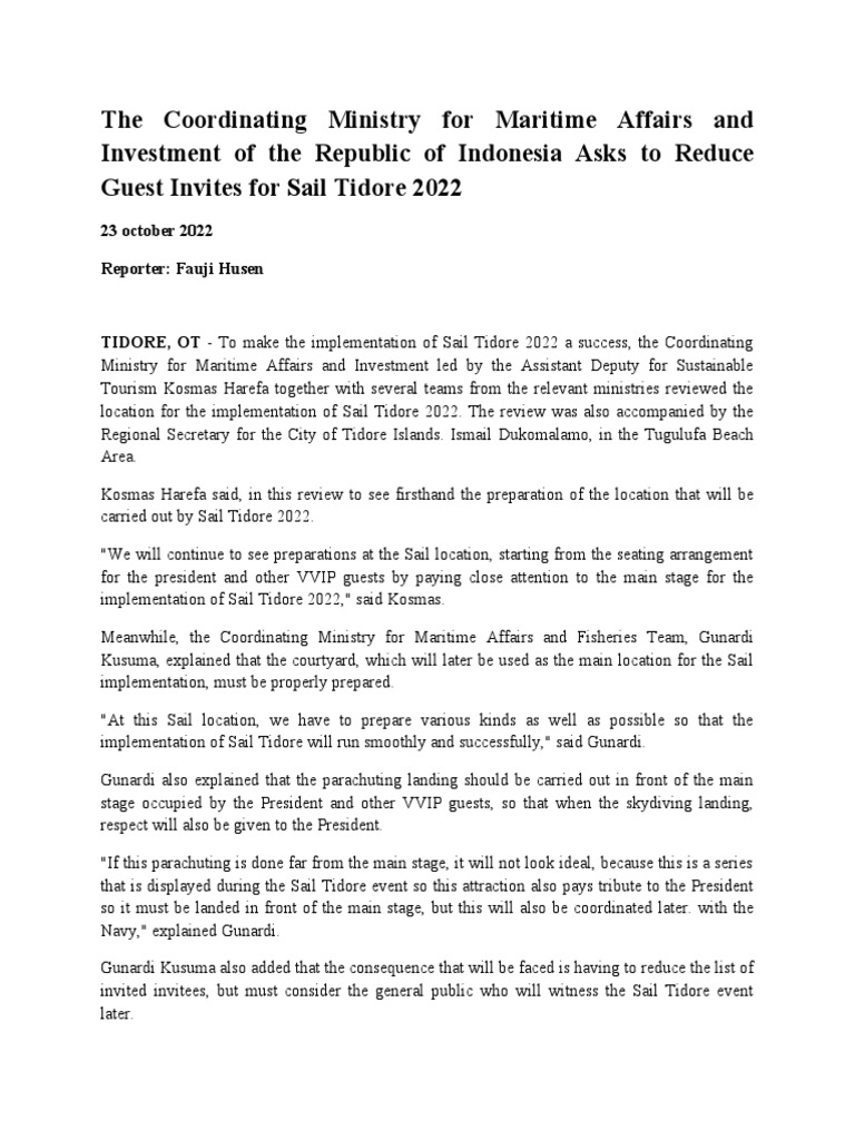 The Coordinating Ministry For Maritime Affairs and Investment of The