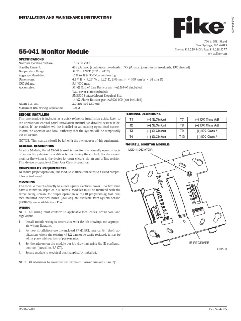 Fike 55-041 Monitor Module Guide | PDF | Electromagnetic Interference ...