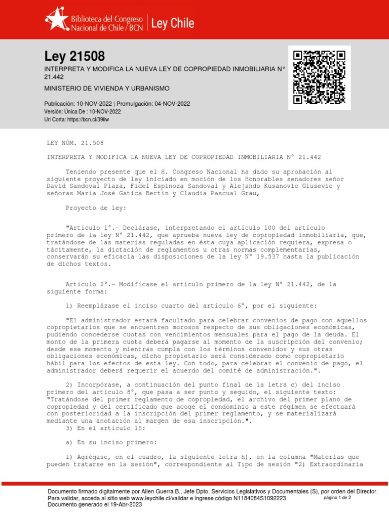 Ley 21508 - 10 NOV 2022 | PDF | Condominio | Justicia