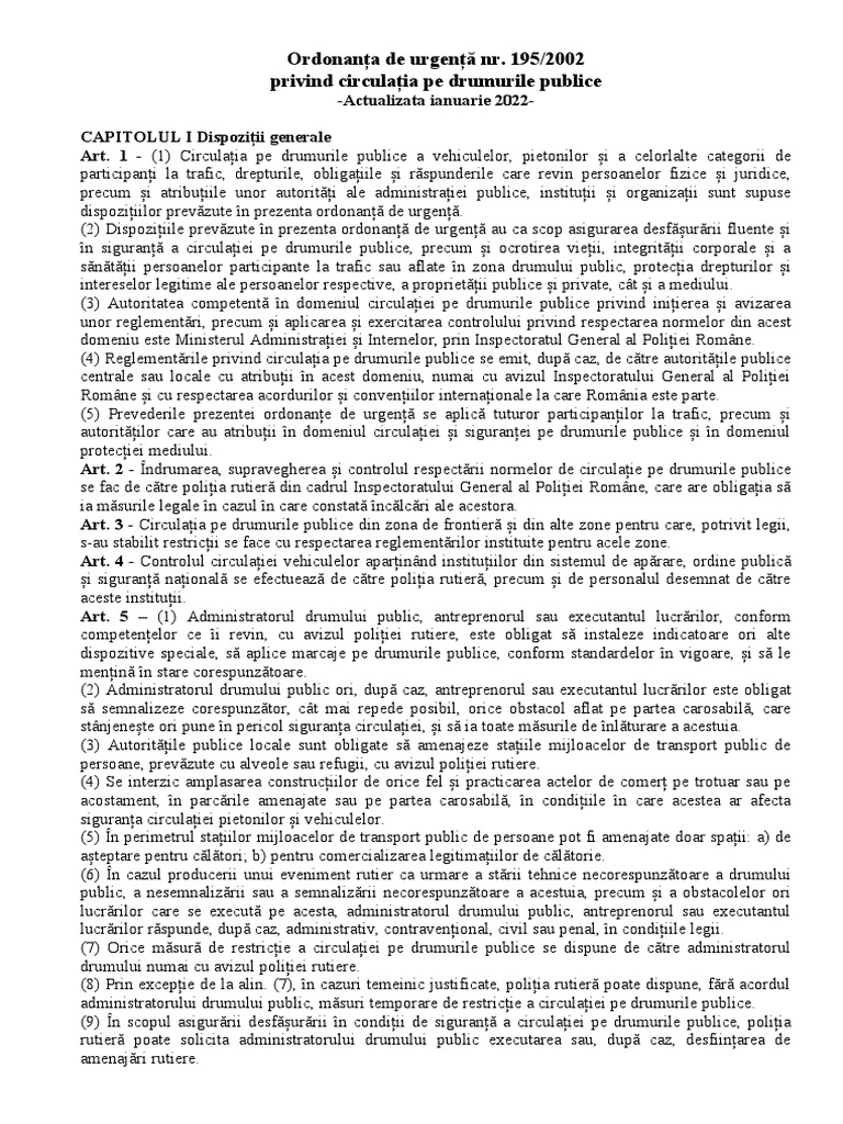 Codul Rutier Ianuarie - 2022 | PDF