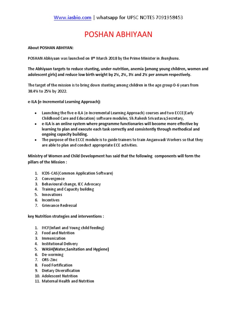 Overview of POSHAN Abhiyaan Scheme | PDF