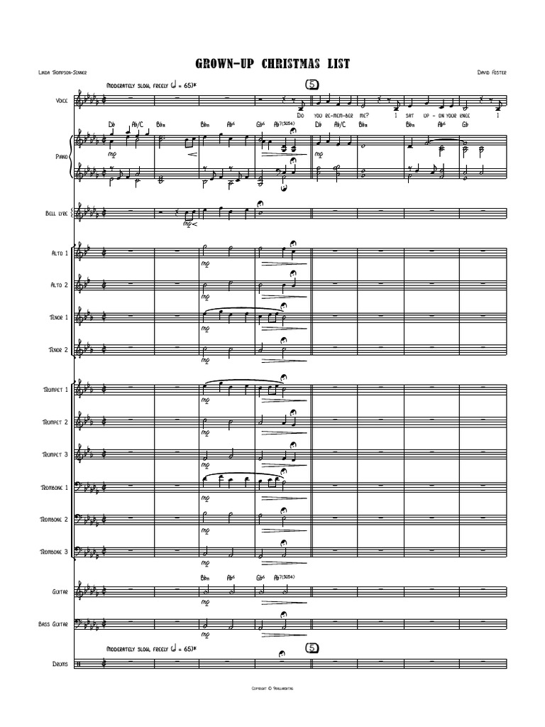 Grown up christmas list full score pdf