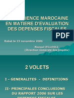 L'Experience Marocaine en Matiere D'Evaluation Des Depenses Fiscales