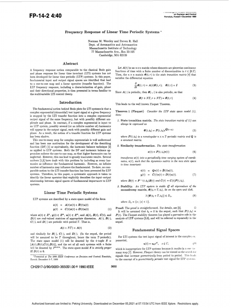 Frequency Response of LTP Systems | PDF | Linear Map | Complex Number