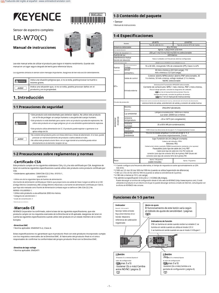 LR-W70 (C) : 1-4 Especificaciones | PDF | Calibración | Resistor