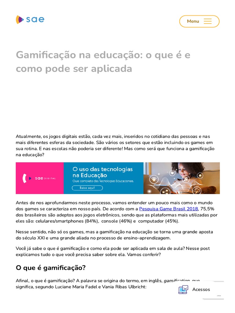 Gamificação Na Educação_ o Que é e Como Pode Ser Aplicada | PDF ...
