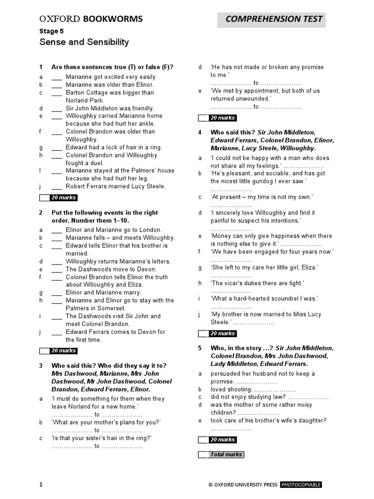 Obw Sense and Sensibility | PDF