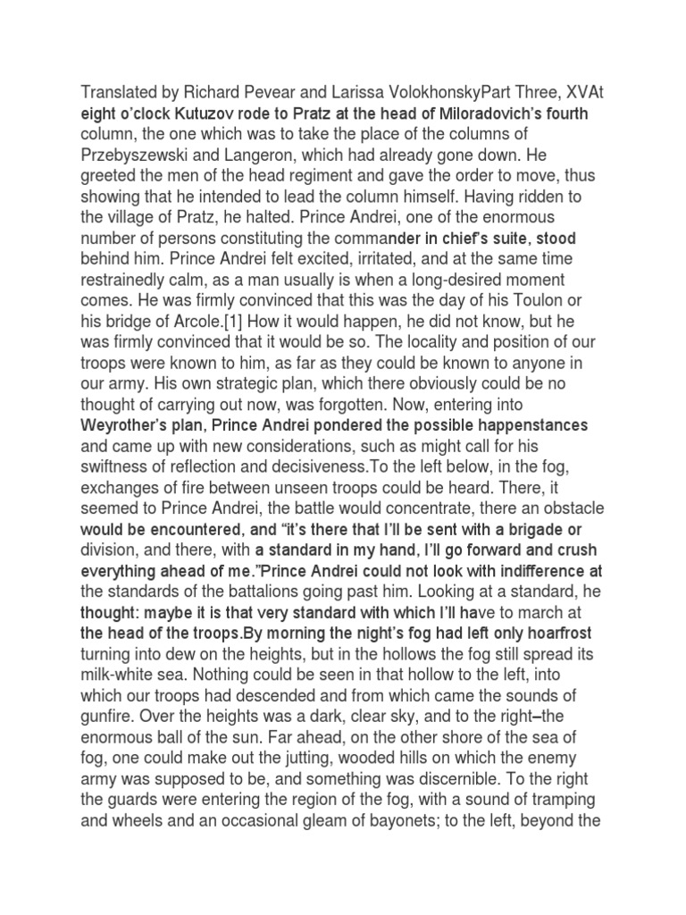 war and peace excerpt PDF