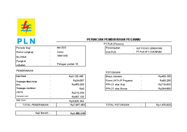 Contoh Slip Gaji BUMN PDF