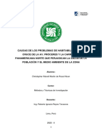 Causas de Los Problemas de Habitabilidad en Elcruce de La Av. Próceres y La Carreterapanamericana Norte Que Perjudican La Salud de Lapoblación y El Medio Ambiente de La Zona