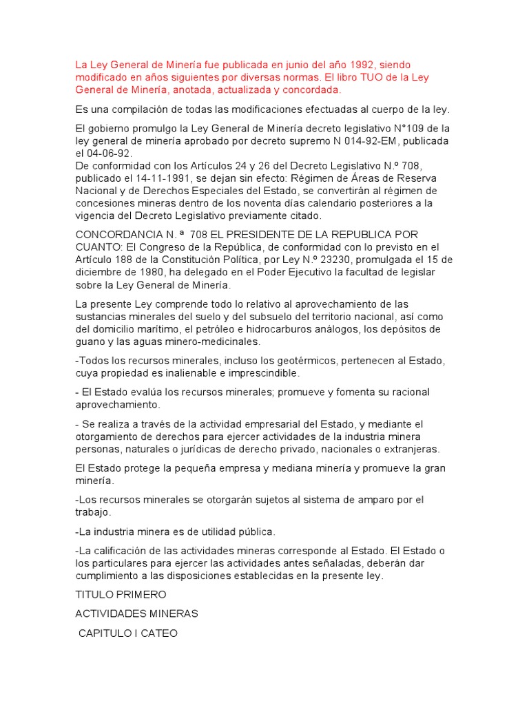Analisis de La Ley Minera | PDF | Minería | Estado (política)