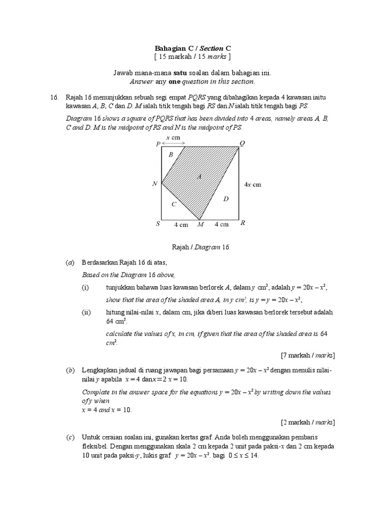 Soalan Matematik Bahagian C SPM | PDF