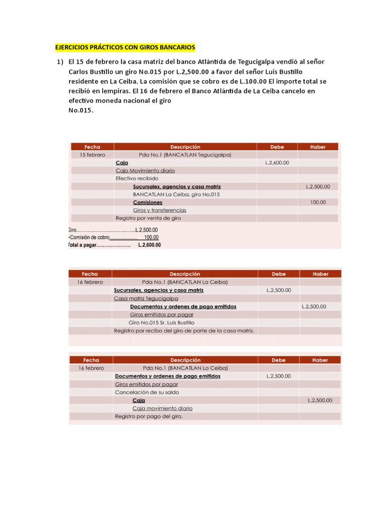 EJERCICIOS GIROS BANCARIOS PDF