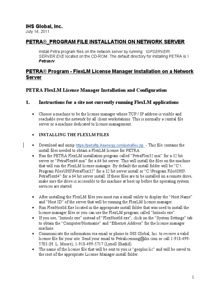 Flexlm petra install pdf computer file computer network