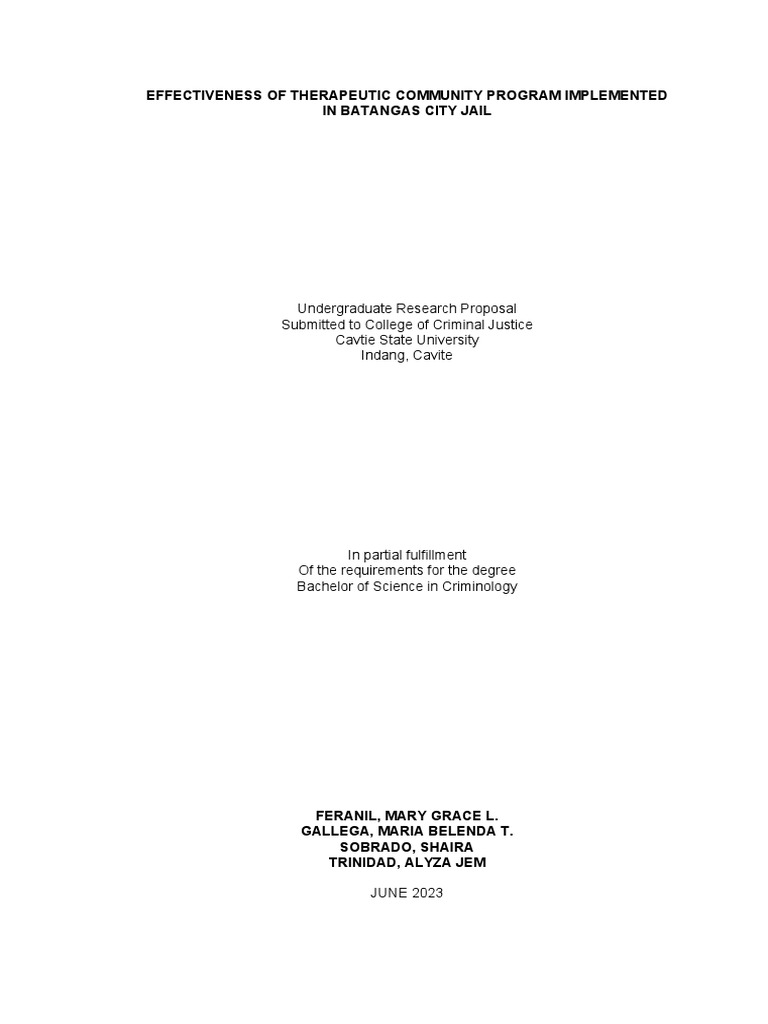 Effectiveness of TC Program in Batangas Jail | PDF | Survey Methodology ...