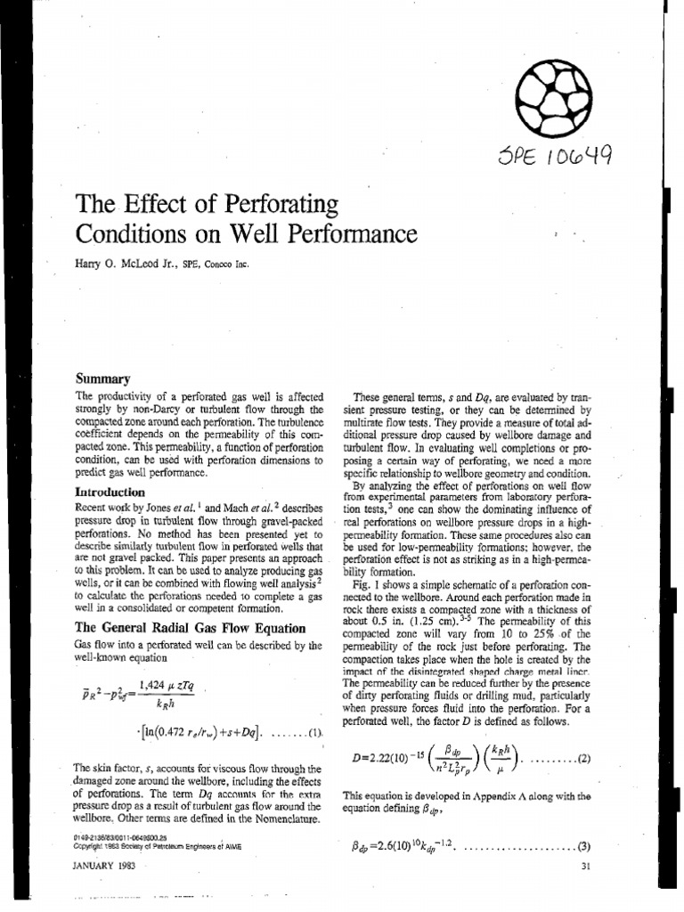 The Effect of Perforating Conditions On Well Performance | PDF ...