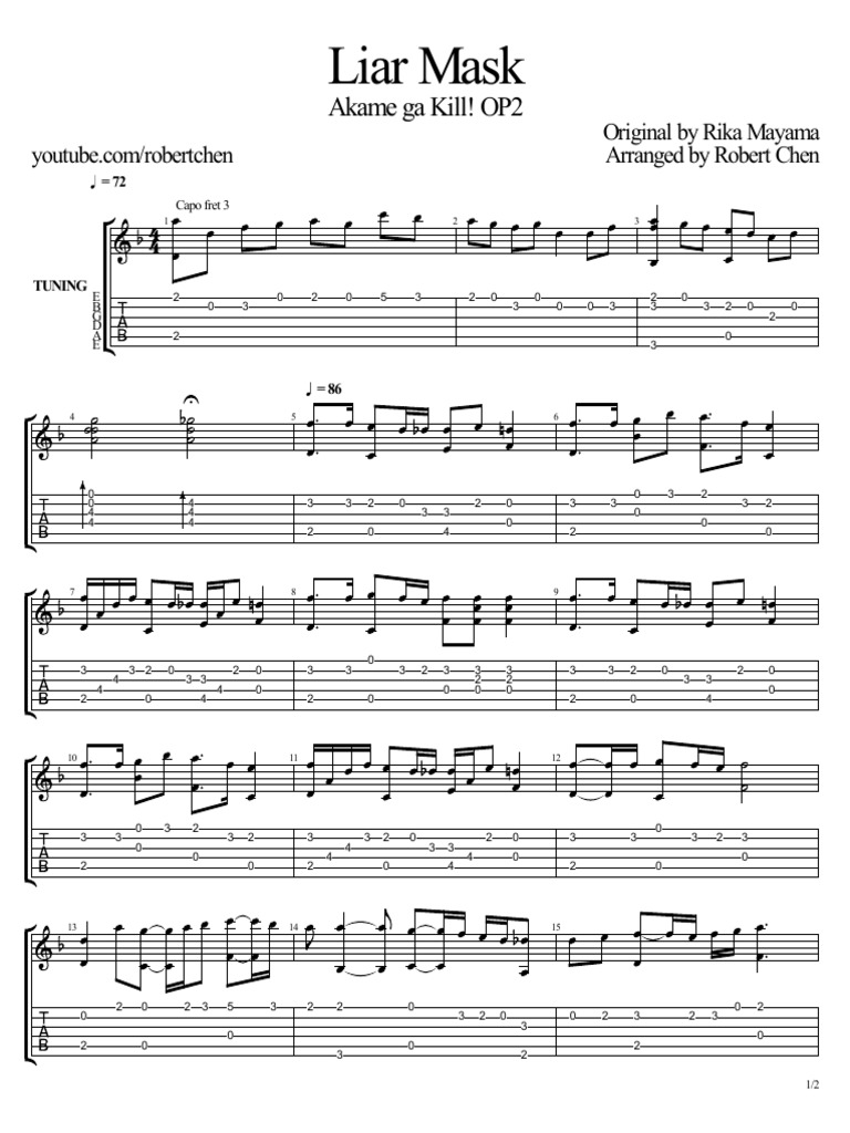 (Akame Ga Kill-OP2) Liar Mask | PDF