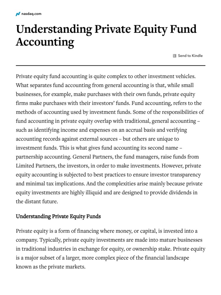 Understanding Private Equity Fund Accounting - Nasdaq | PDF