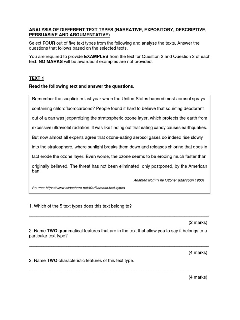 Assessment task 1 analysis of different text types pdf speech