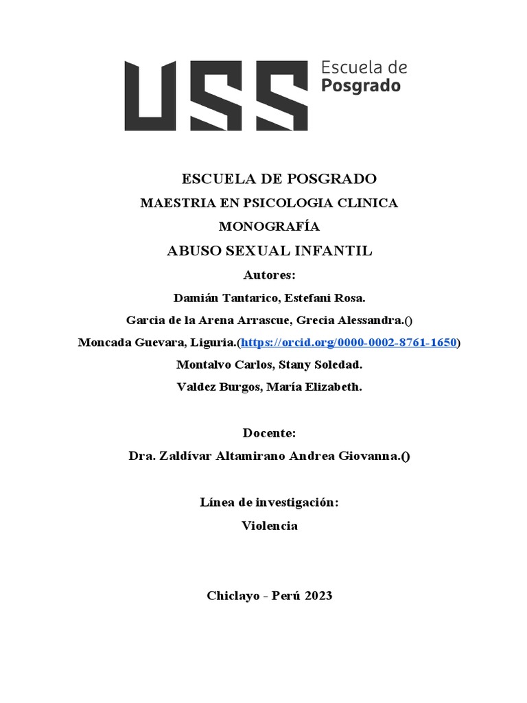 Abuso Sexual Infantil: Consecuencias y Tratamiento | PDF | Ciencias ...