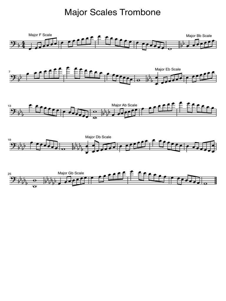 Major Scales for Trombone Players | PDF