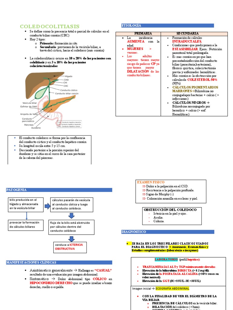 Coledocolitiasis: Diagnóstico y Tratamiento | PDF