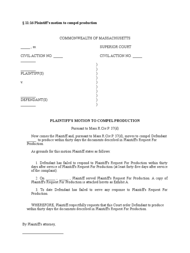 Plaintiff's Motion to Compel Production | PDF