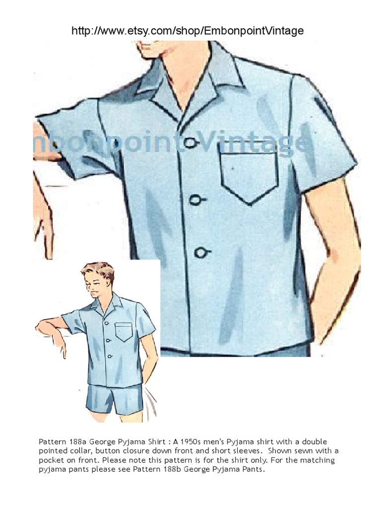 Men cuban bowling pajama shirt pattern PDF Sewing Shirt