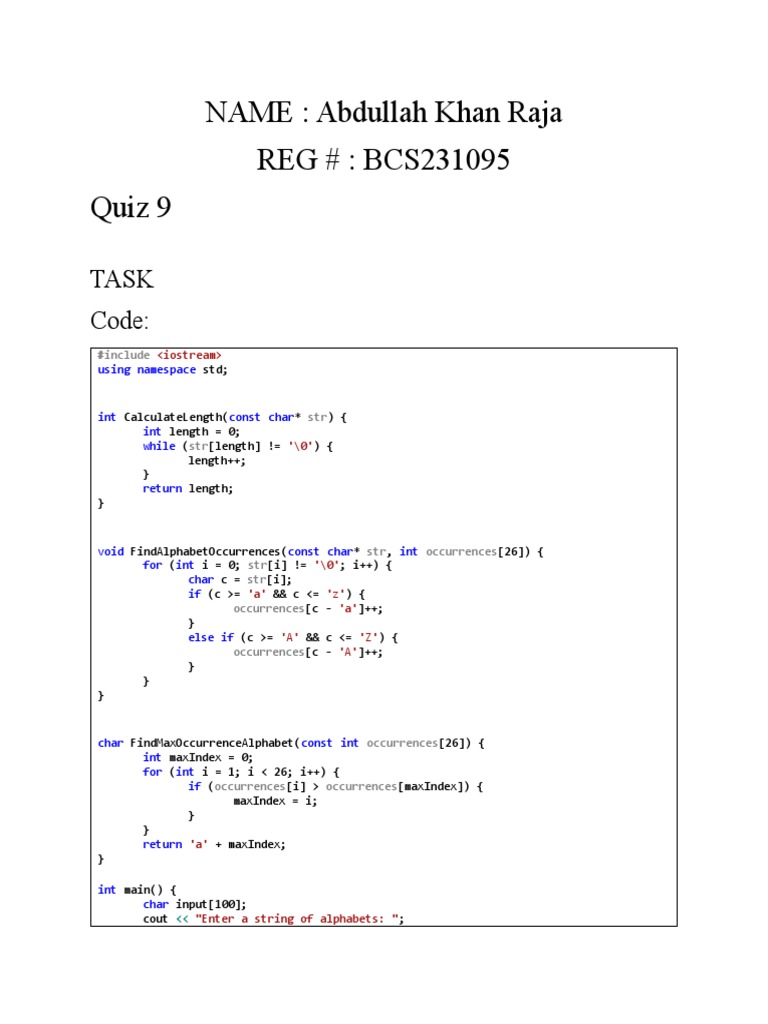 c++QUIZ 9 | PDF