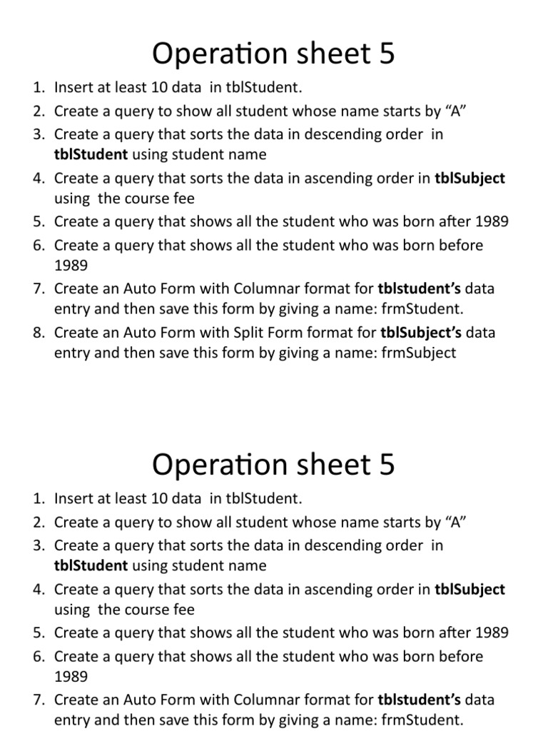 Operation sheet 5 | PDF