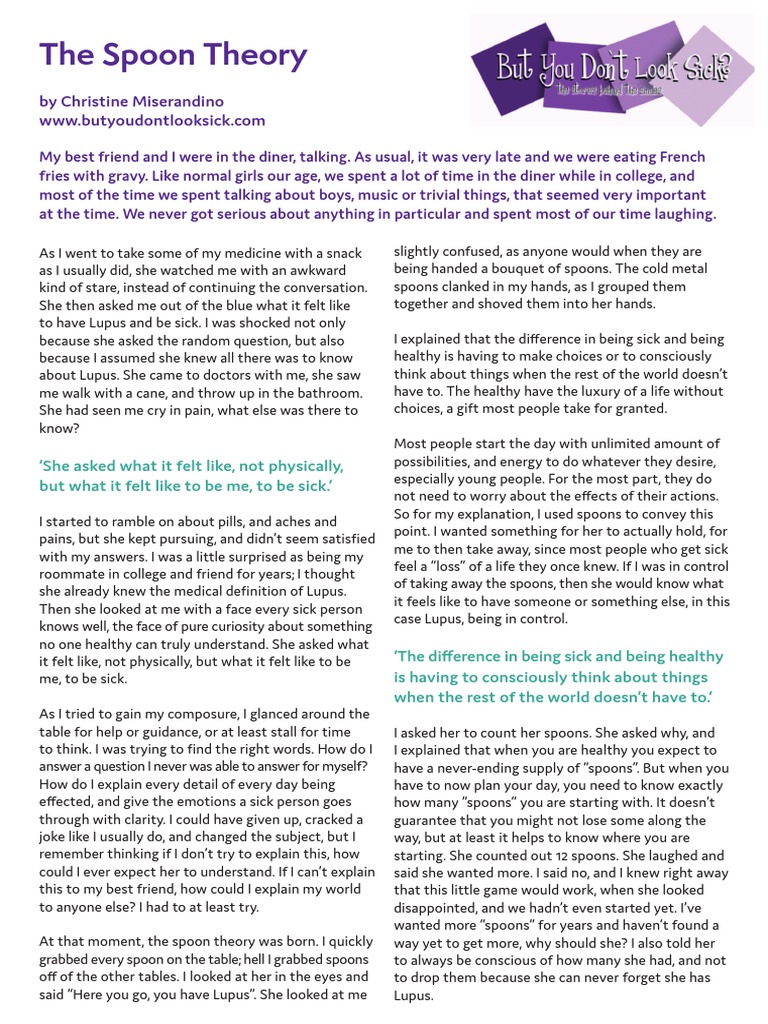 Spoon Theory by Christine Miserandino PDF
