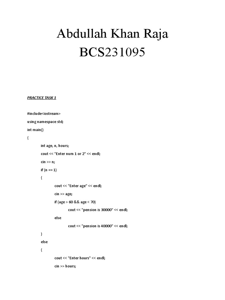 Abdullah Khan Raja Bcs231095 | PDF | Computers