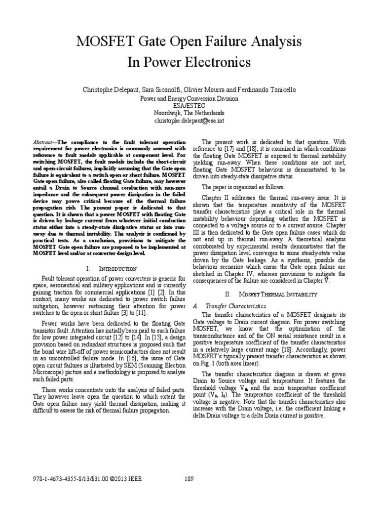 MOSFET Gate Open Failure Analysis in Power Electronics | PDF