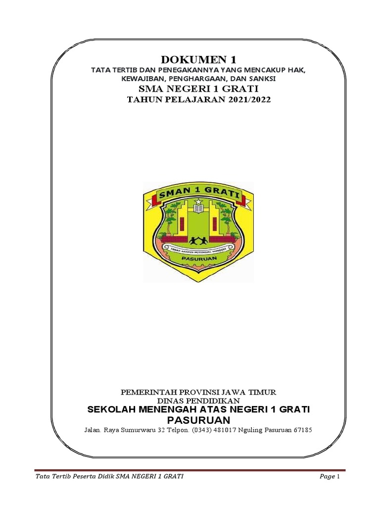 Tata Tertib Sma N 1 Grati 2021 2022 PDF