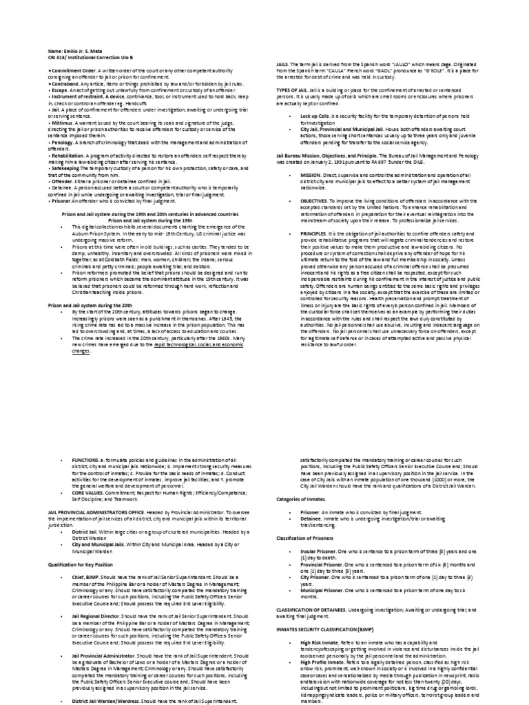 313 Institution Correction Ulob | PDF | Prison | Detention (Imprisonment)